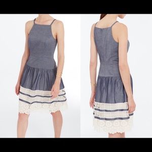 ANN TAYLOR Chambray Lace Dress